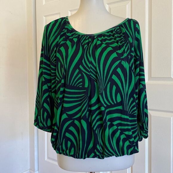 Michael Kors Elastic around Hem&Sleeves Scoop Neck Top - Picture 1 of 5